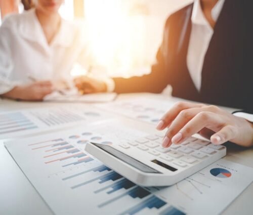The financiers are calculating personal taxes for their customers.